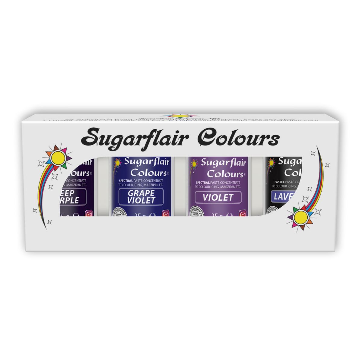 Sugarflair Paste Colour Mixed Violet set/4
