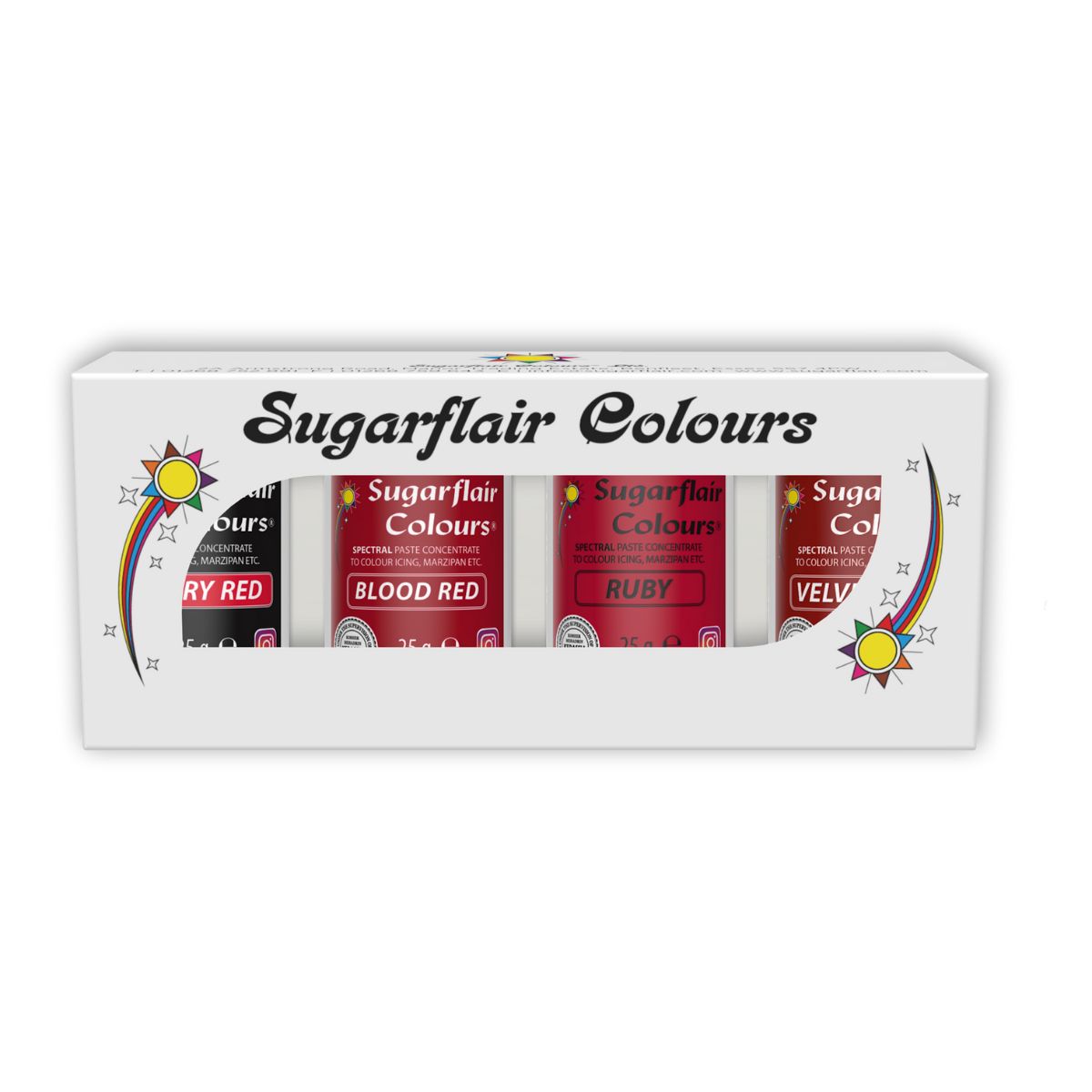 Sugarflair Paste Colour Mixed Rouge set/4