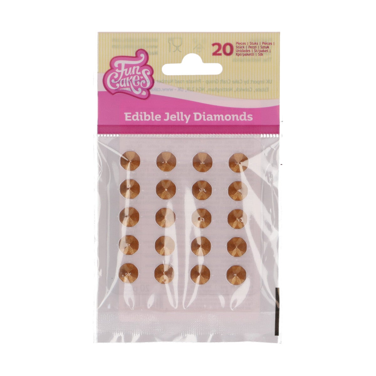 FunCakes Diamants en Gelée Comestibles Or Nacré pk/20 BBD Discount