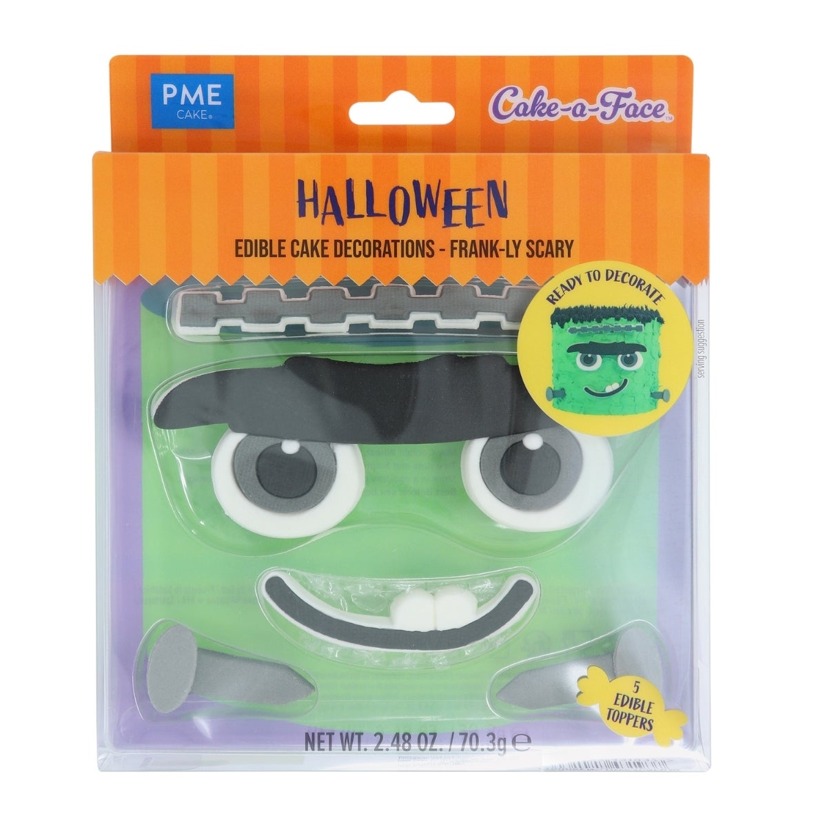 PME Halloween Décorations en Sucre pour Gâteau Visage de Frankenstein set/5
