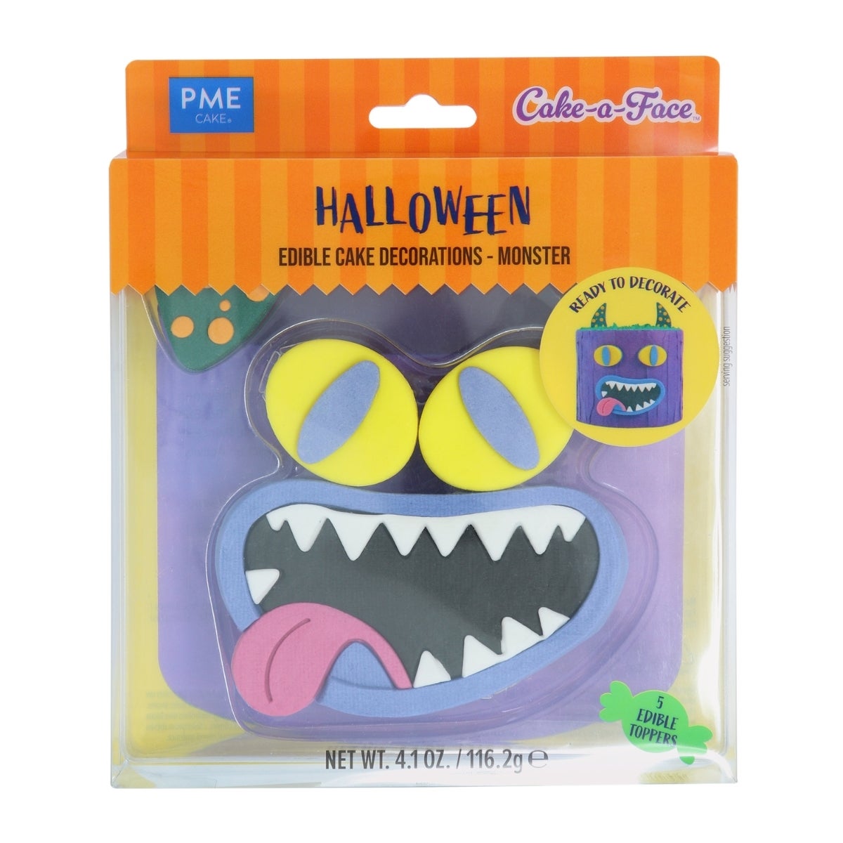 PME Halloween Décorations en Sucre pour Gâteau Visage de Monstre set/5