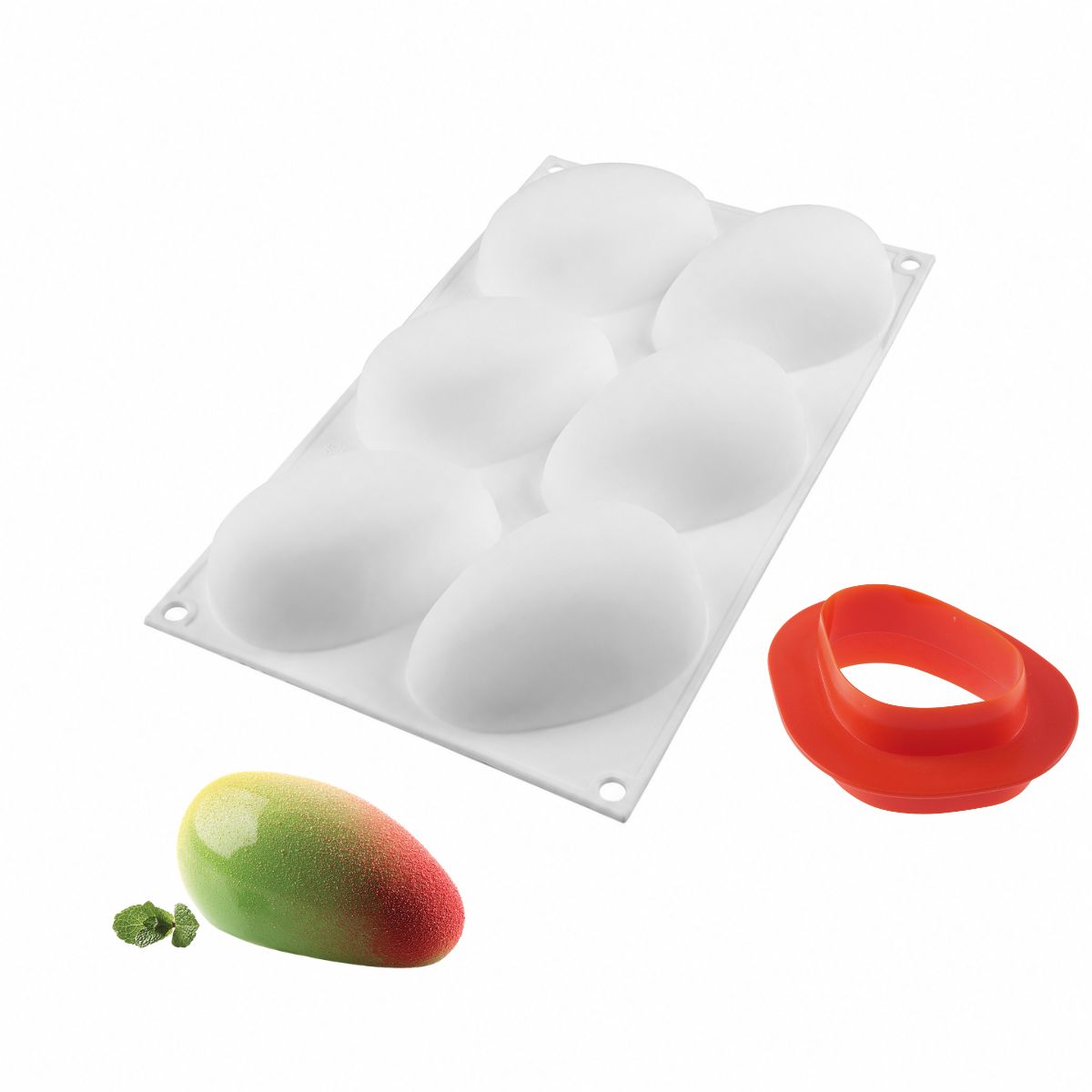 Silikomart Moule en Silicone Mangue avec Découpoir 9,3x5,7x4,2cm