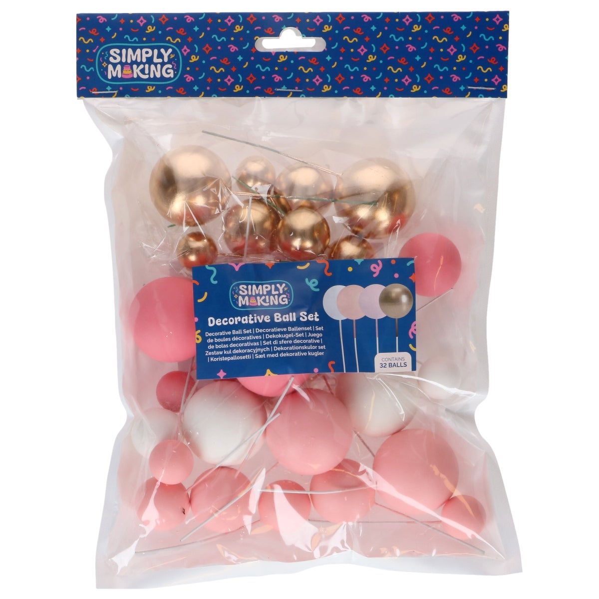 Simply Making Boules Décoratives Rose Ombre & Or pk/32