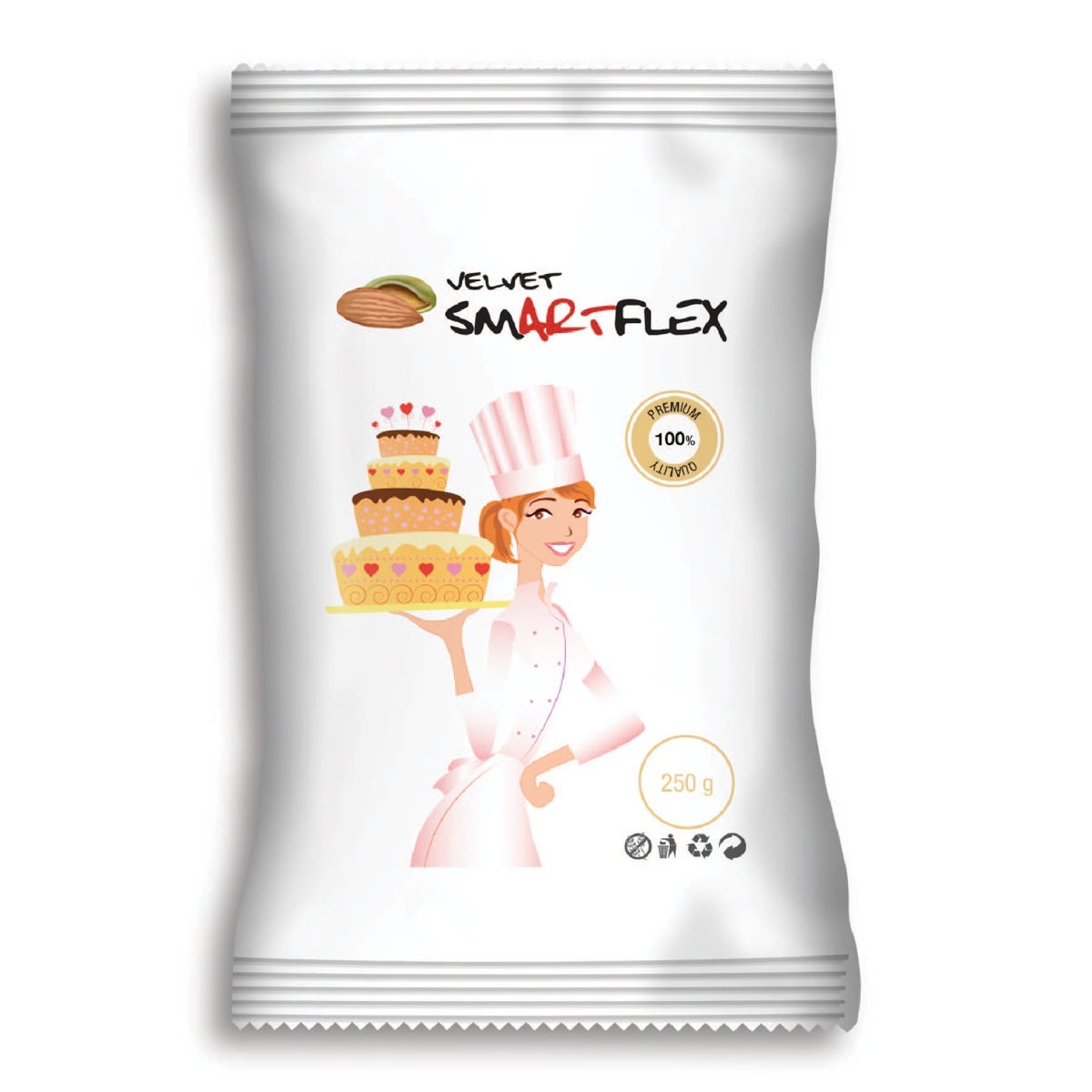 SmartFlex Pâte à sucre Velours Blanc Amande 250g