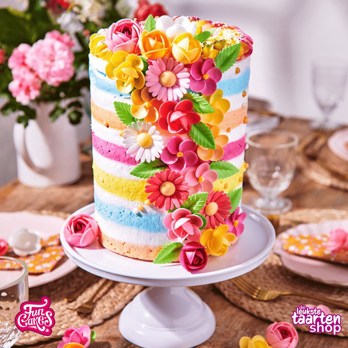 Zomerse Taart met Bloemen