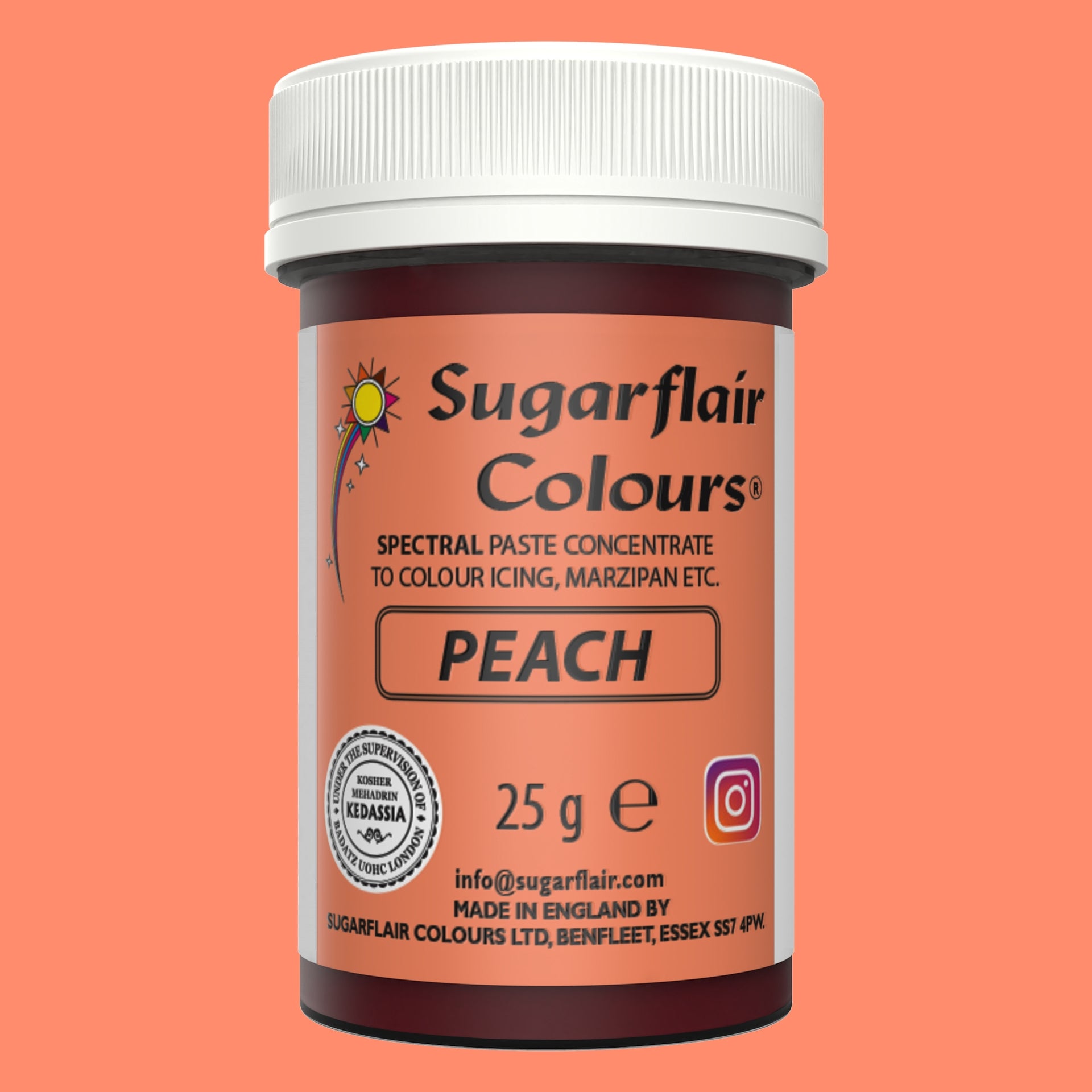 Sugarflair Paste Colour Peach 25g