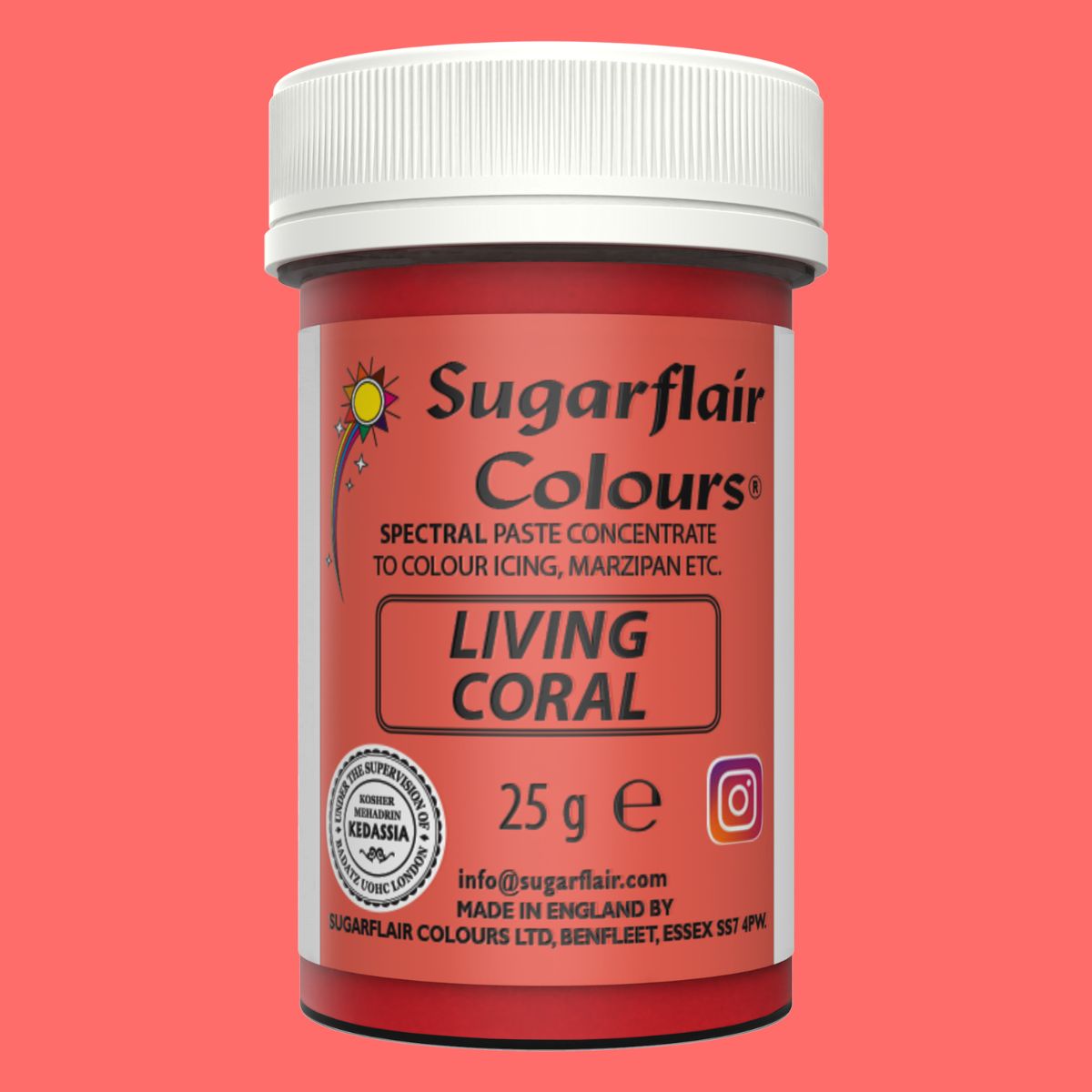 Sugarflair Paste Colour Living Coral 25g