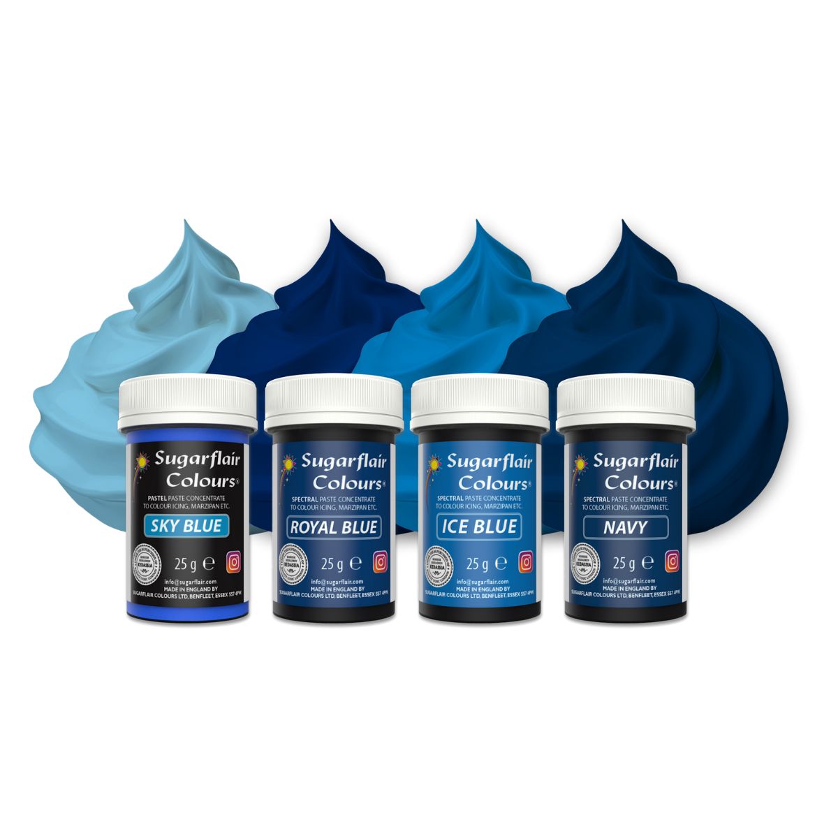 Sugarflair Paste Colour Mixed Bleu set/4