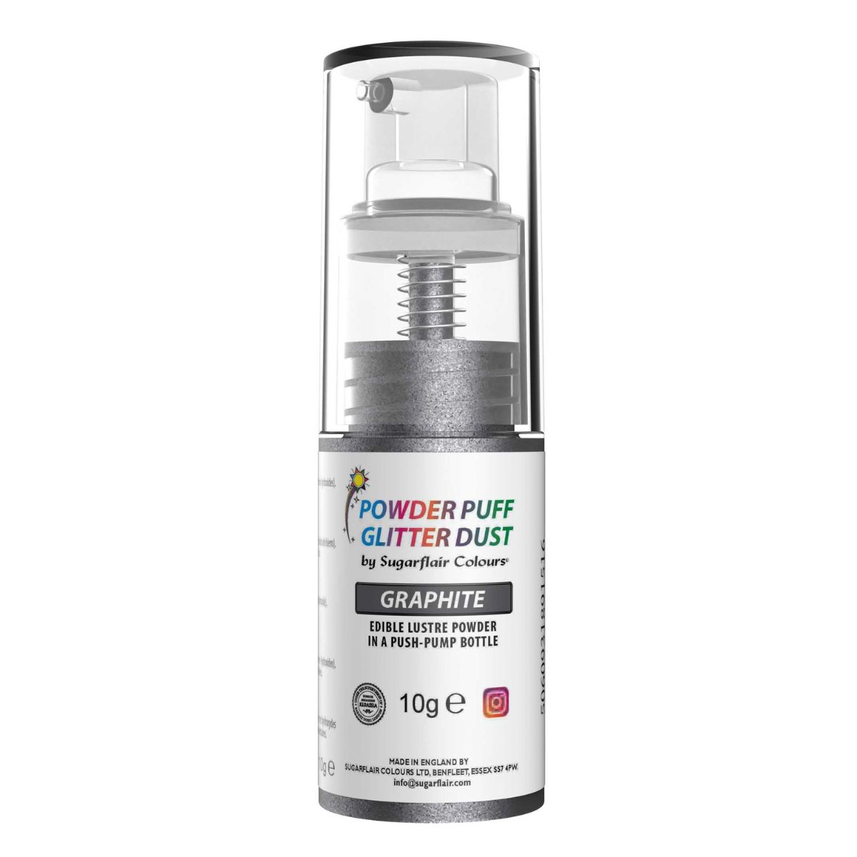 Sugarflair Pump Spray Powder Puff Glitter Dust Graphite 10g