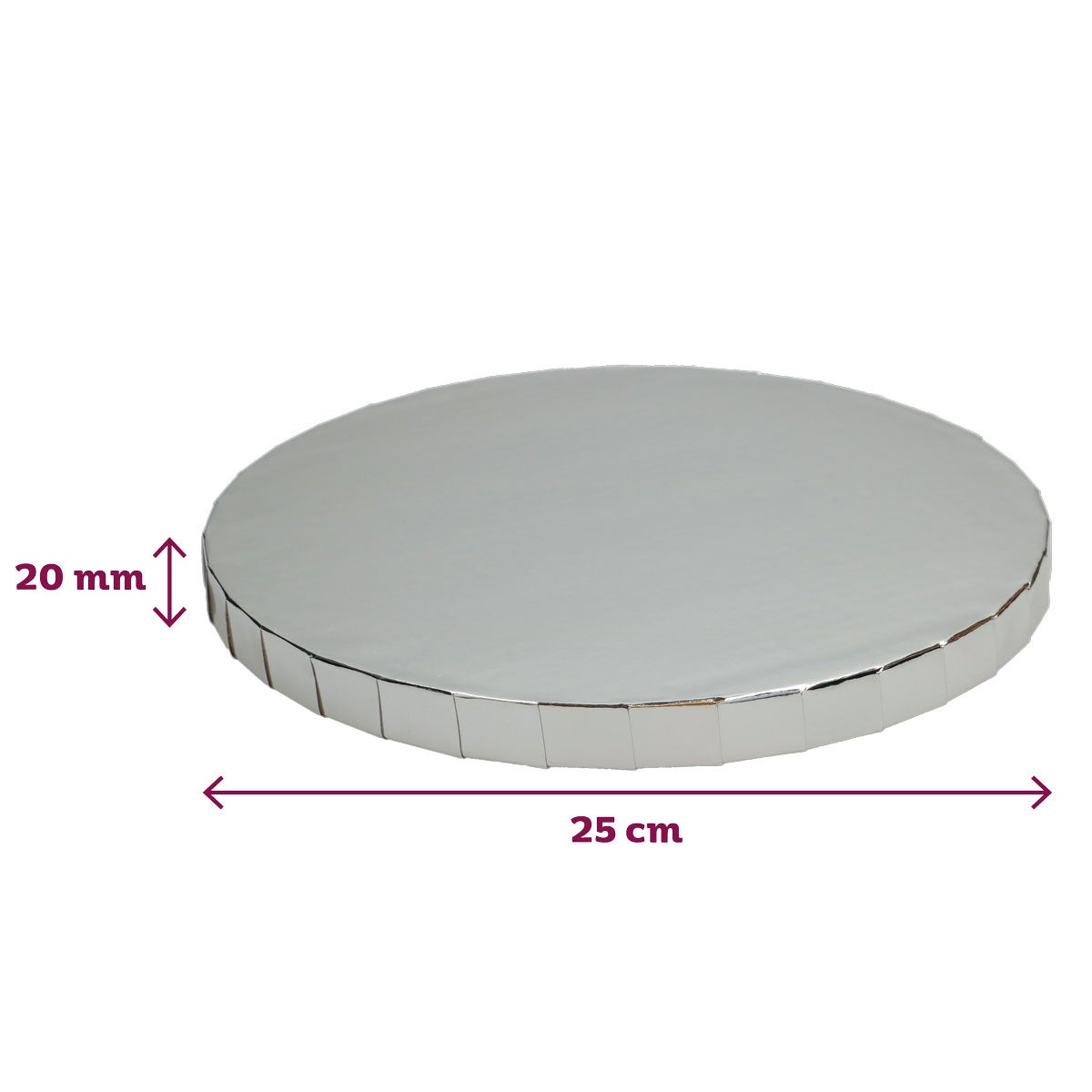 FunCakes Cake Drum Rond Ø25cm Argent 20mm