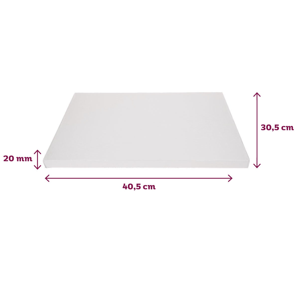 FunCakes Cake Drum Rectangle 40x30cm Blanc 20mm