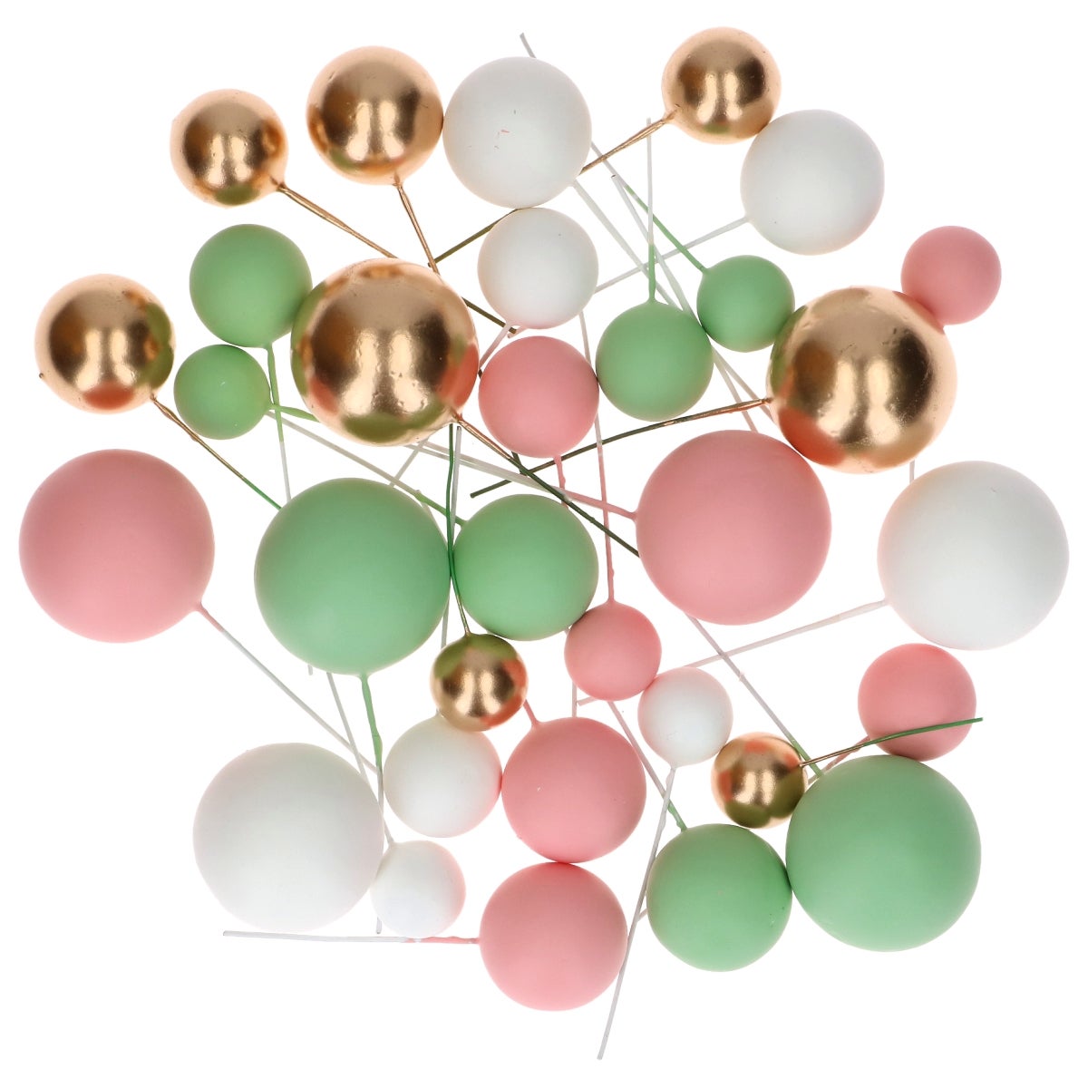 Simply Making Boules Décoratives Rose Pastel Vert & Or pk/32