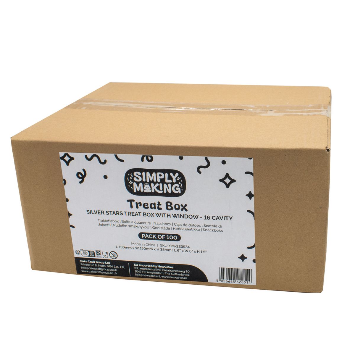 Simply Making Boîte à Friandises et Inserts Étoiles Argentées 16 Cavités pk/100