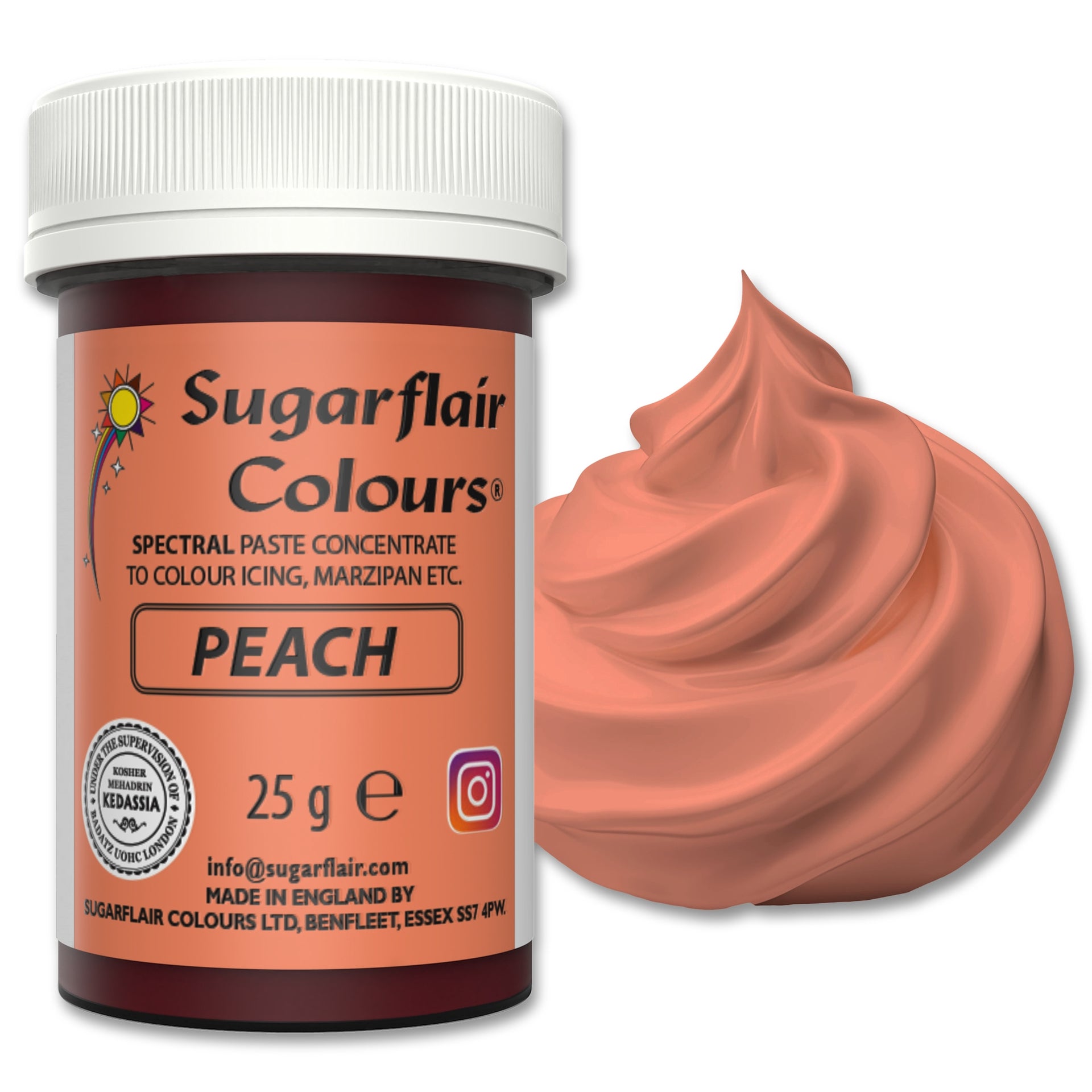 Sugarflair Paste Colour Peach 25g