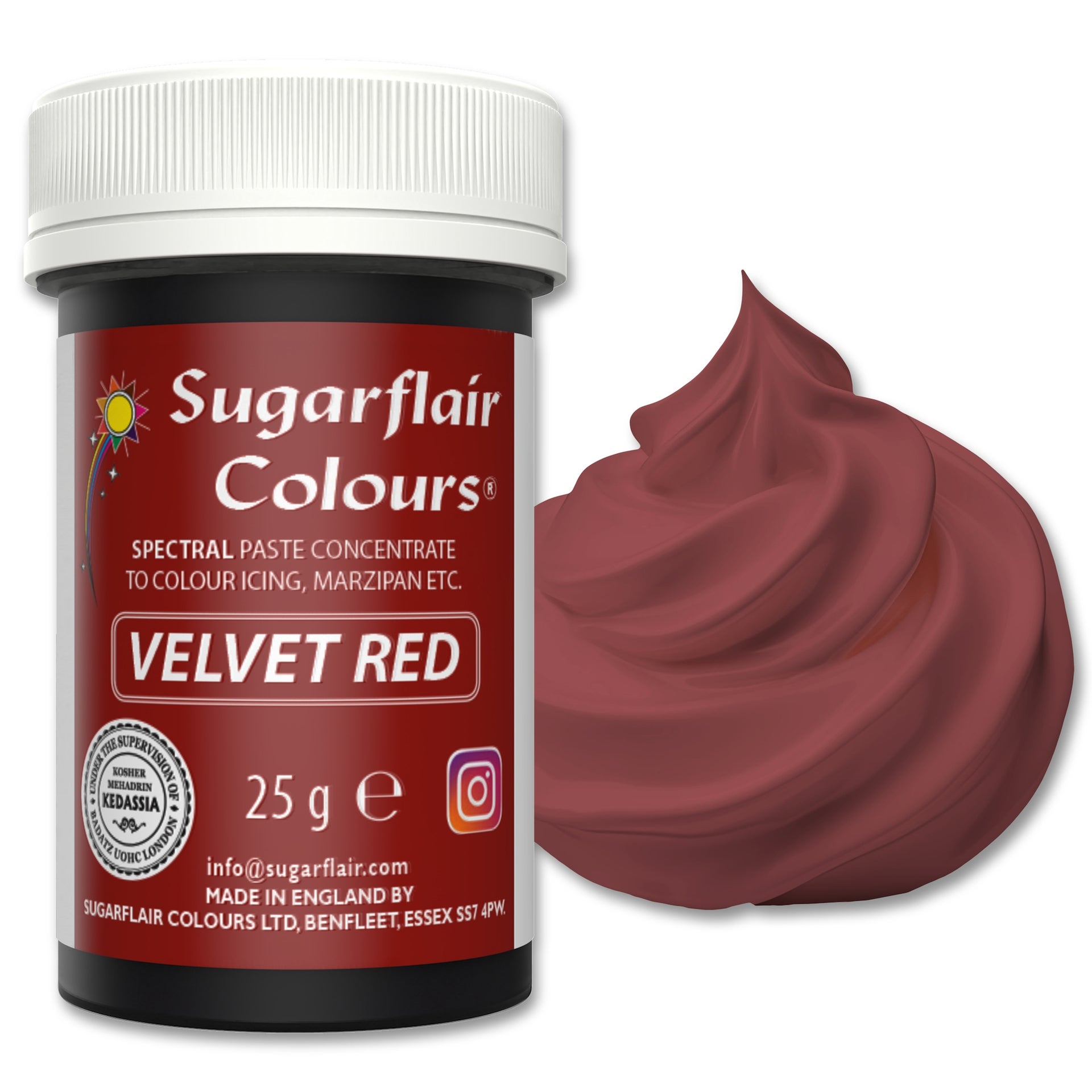 Sugarflair Paste Colour Velvet Red 25g