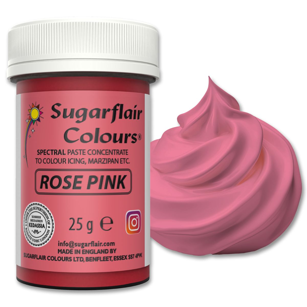 Sugarflair Paste Colour Rose Pink 25g