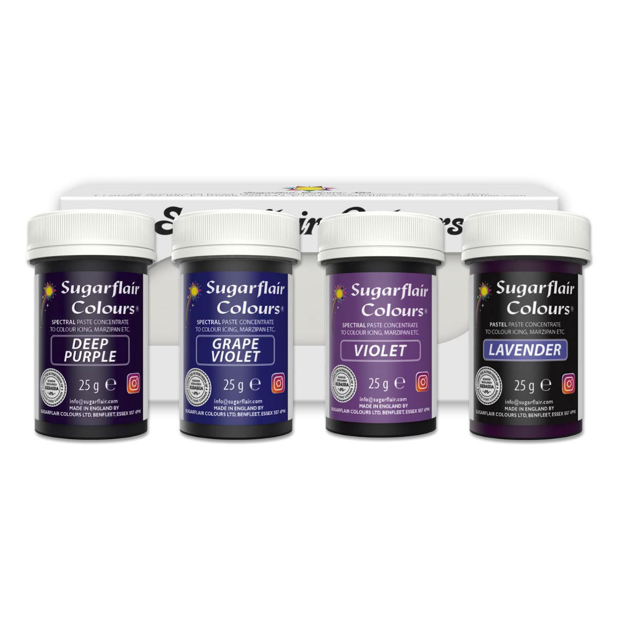 Sugarflair Paste Colour Mixed Violet set/4