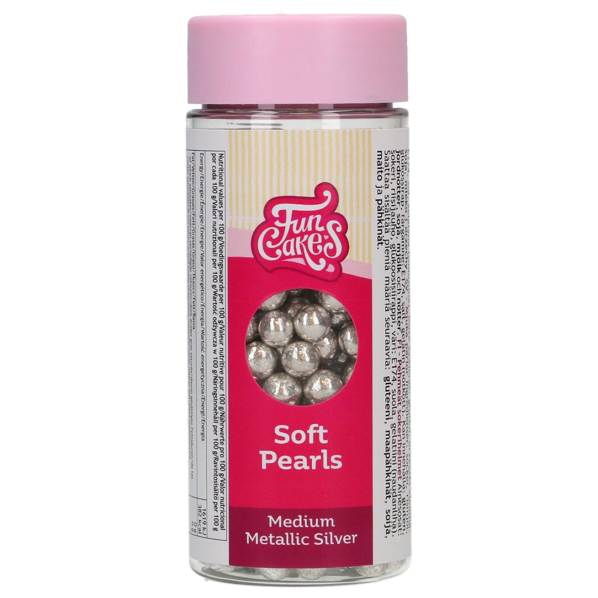 FunCakes Perles Tendres Medium Métalliques Argent 55g