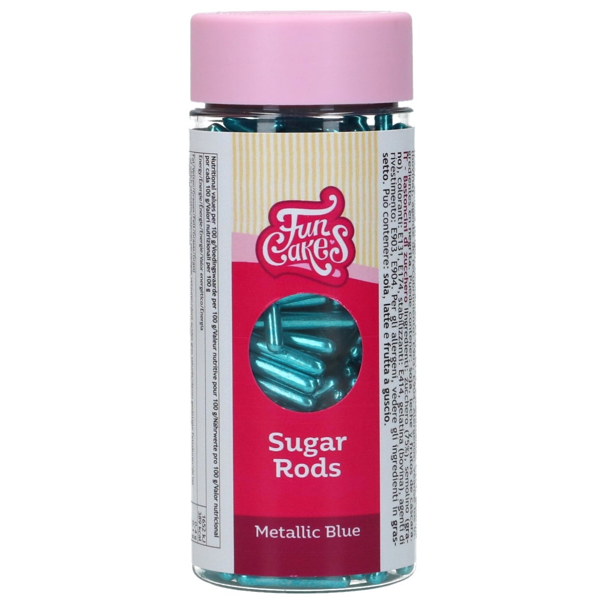 FunCakes Metallic Sugar Rods XL Bleu 70g