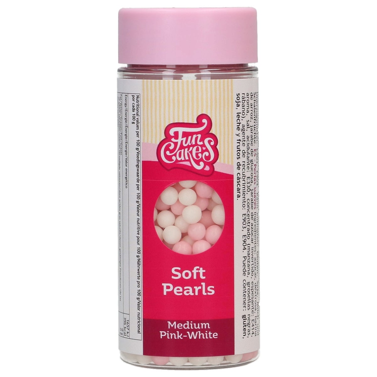 FunCakes Soft Pearls Medium Rose/Blanc 60g