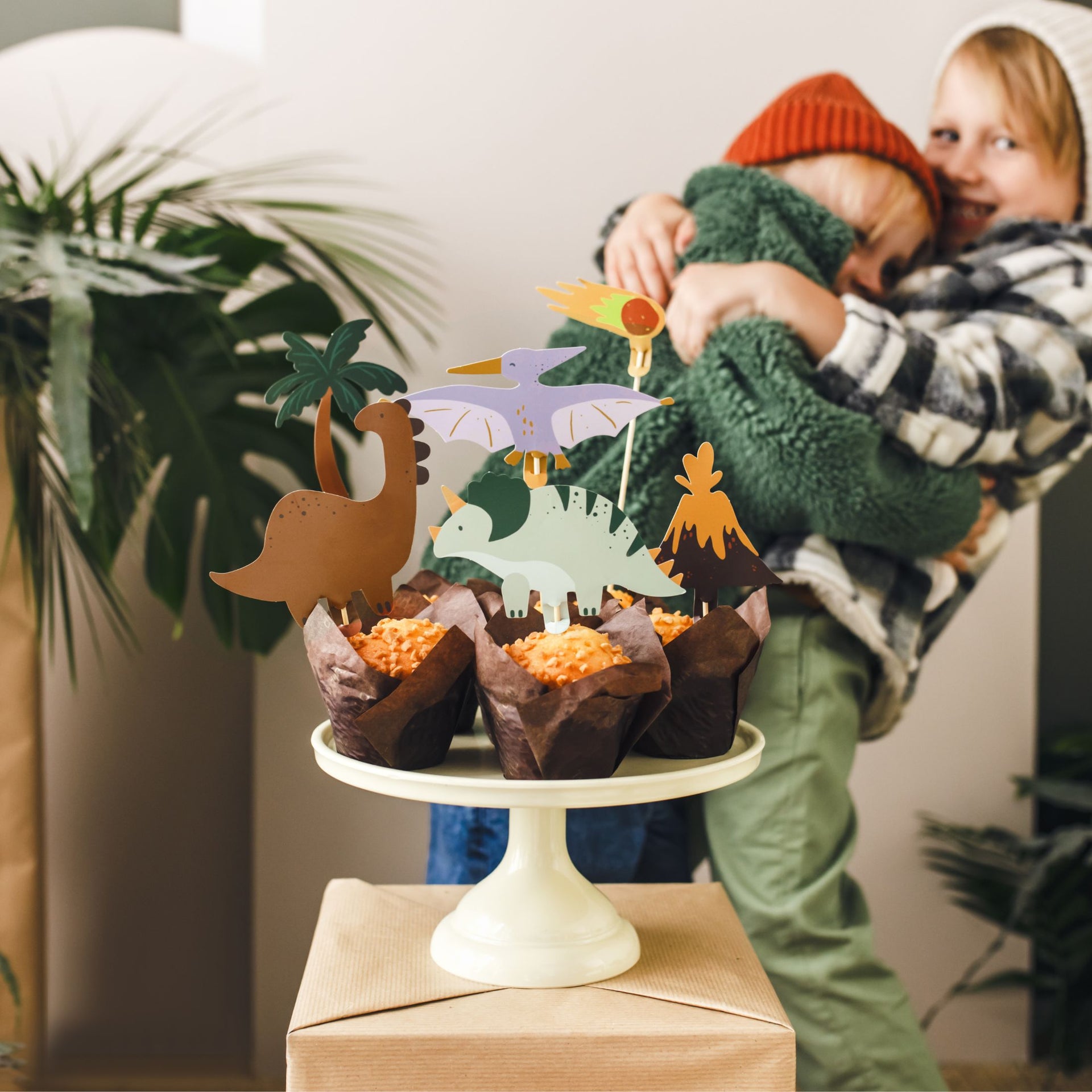 PartyDeco Cupcakes Toppers - Dinosaures - 8-12cm pk/6