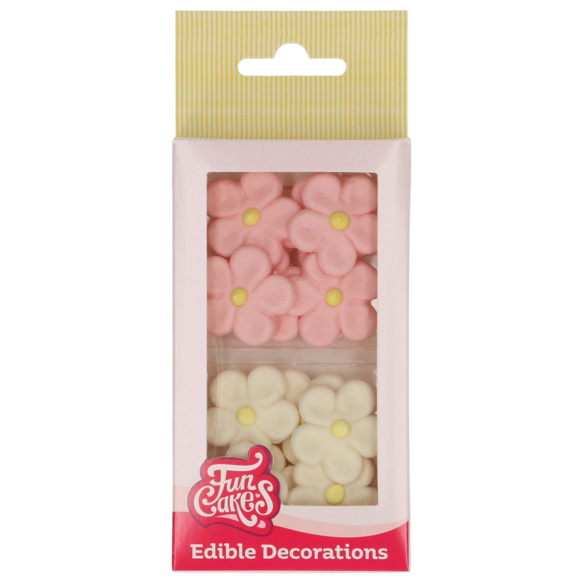FunCakes Décorations en Pâte à Sucre Marguerites Blanc Rose set/12