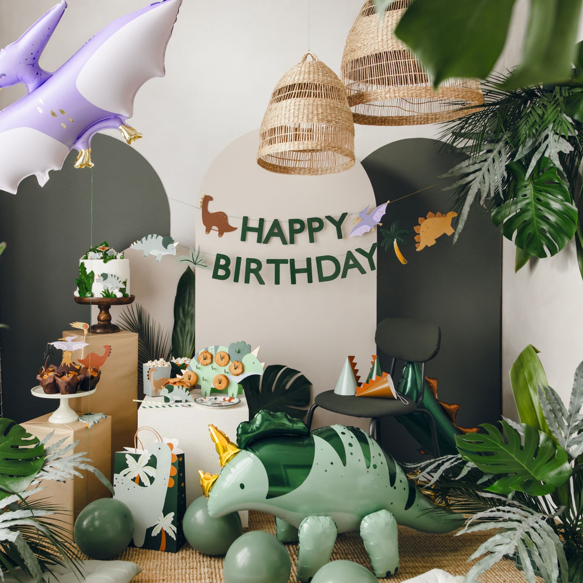 PartyDeco Cupcakes Toppers - Dinosaures - 8-12cm pk/6