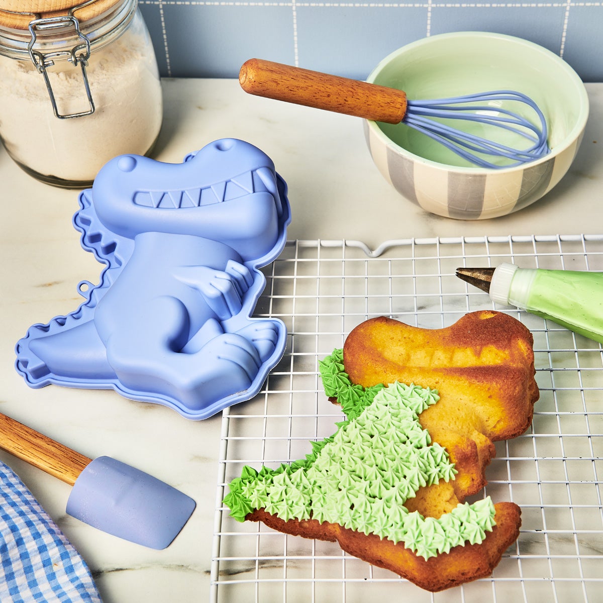 Wilton Kit de Pâtisserie Moule en Silicone Dino Set/3
