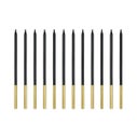 PartyDeco Bougies Noir/Or 12/pcs
