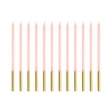 PartyDeco Bougies Rose/Or 12/pcs