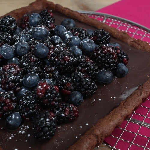 Chocolade ganache harde wener met bramen en bessen