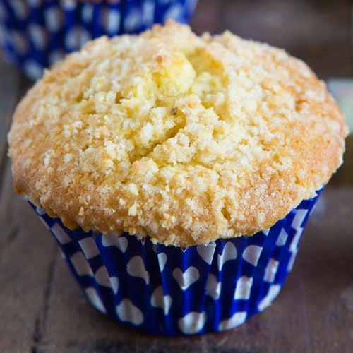 Rabarbermuffins met kaneel crumble