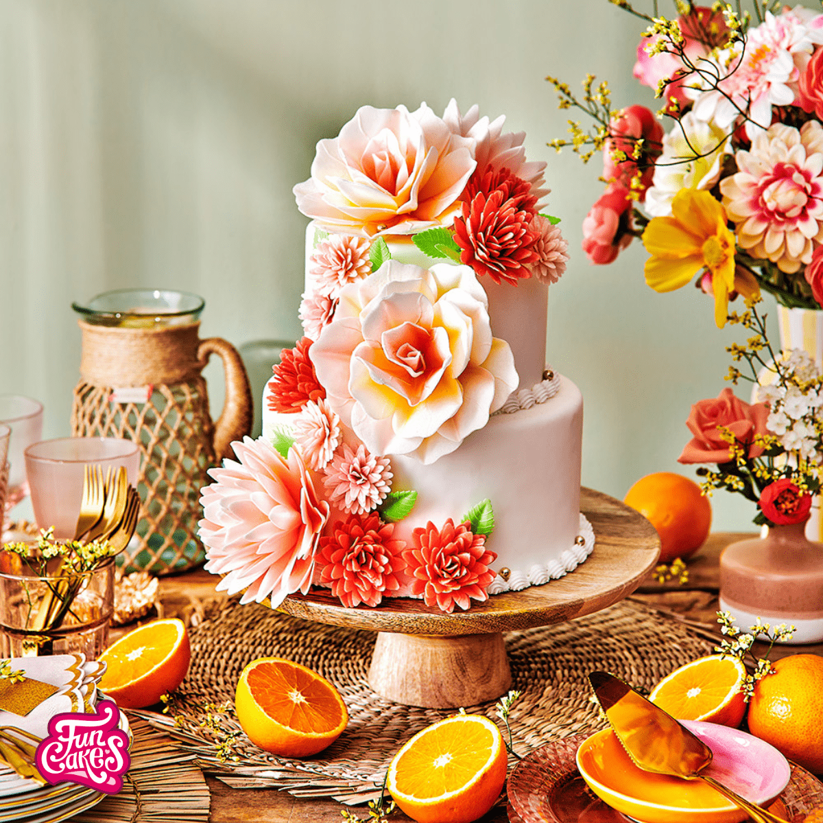 Bruidstaart met eetbare bloemen
