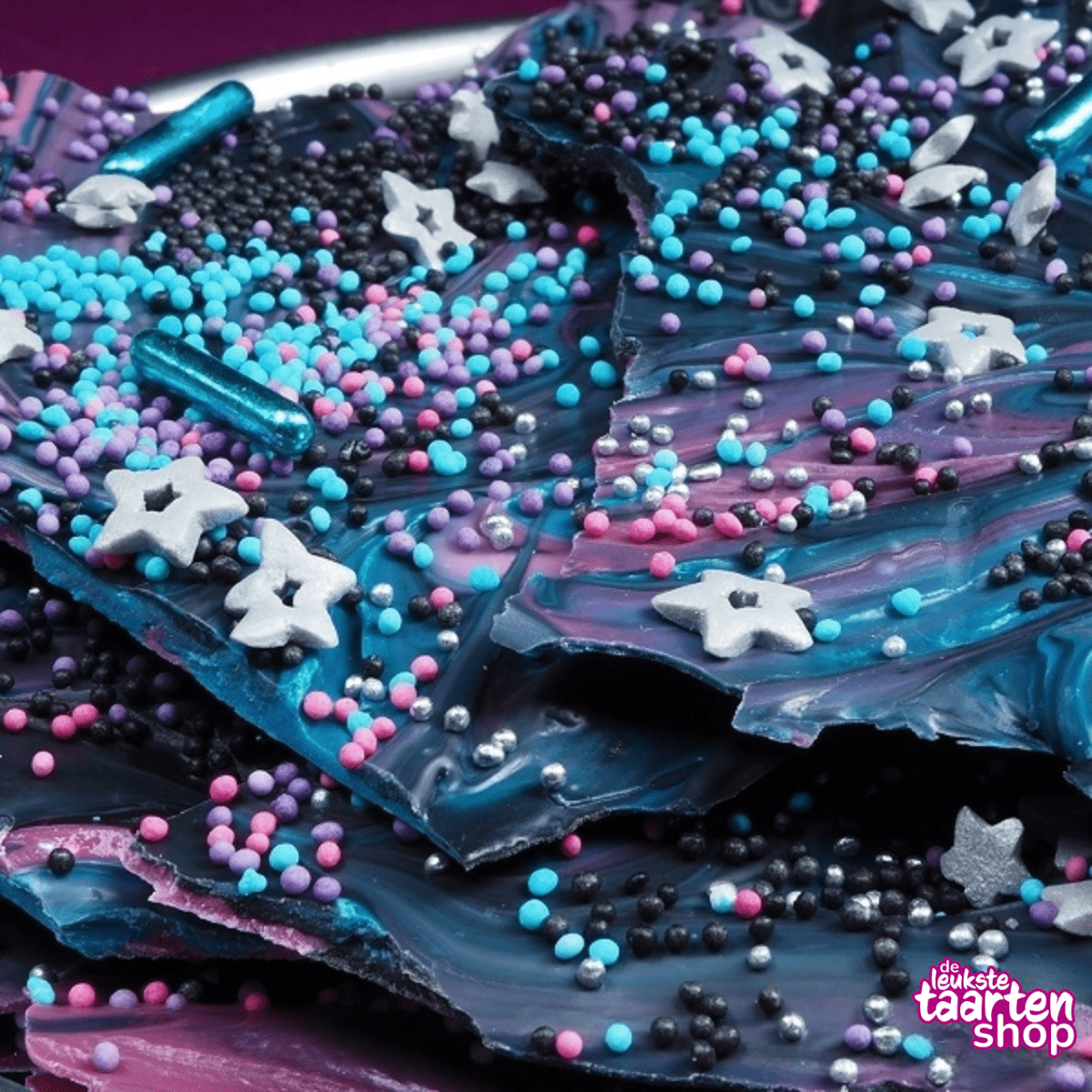 Recept Galaxy Candy Bark (Chocolade Scherven)