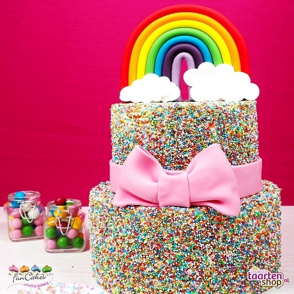 Regenboog discodip-taart