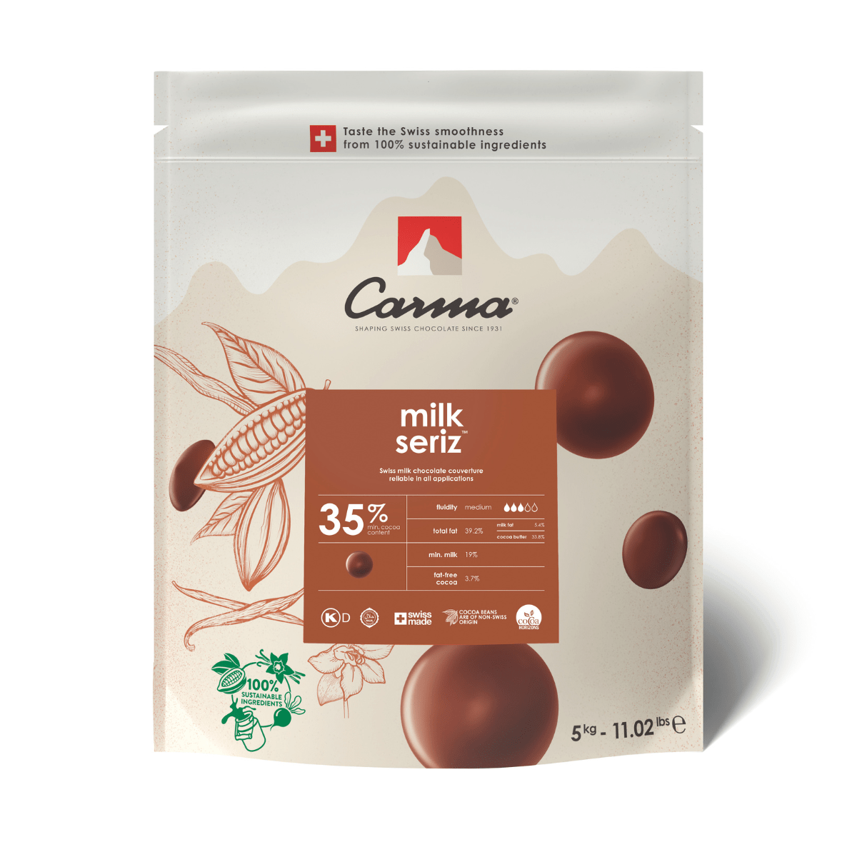 Carma Gouttes de Chocolat Milk Seriz 35% 5kg BBD Discount