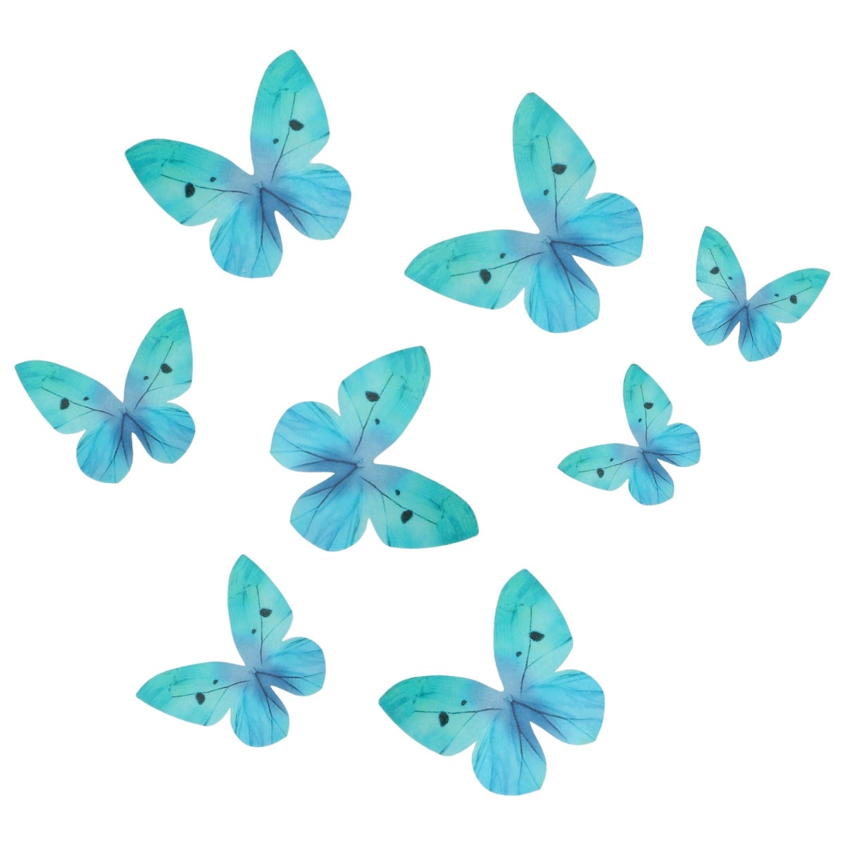 Wilton Décorations en Papier Comestibles Papillons Ombre Bleu set/8