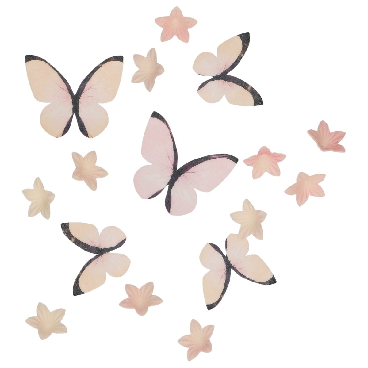 Wilton Décorations en Papier Comestibles Fleurs & Papillons Rose ombré set/30
