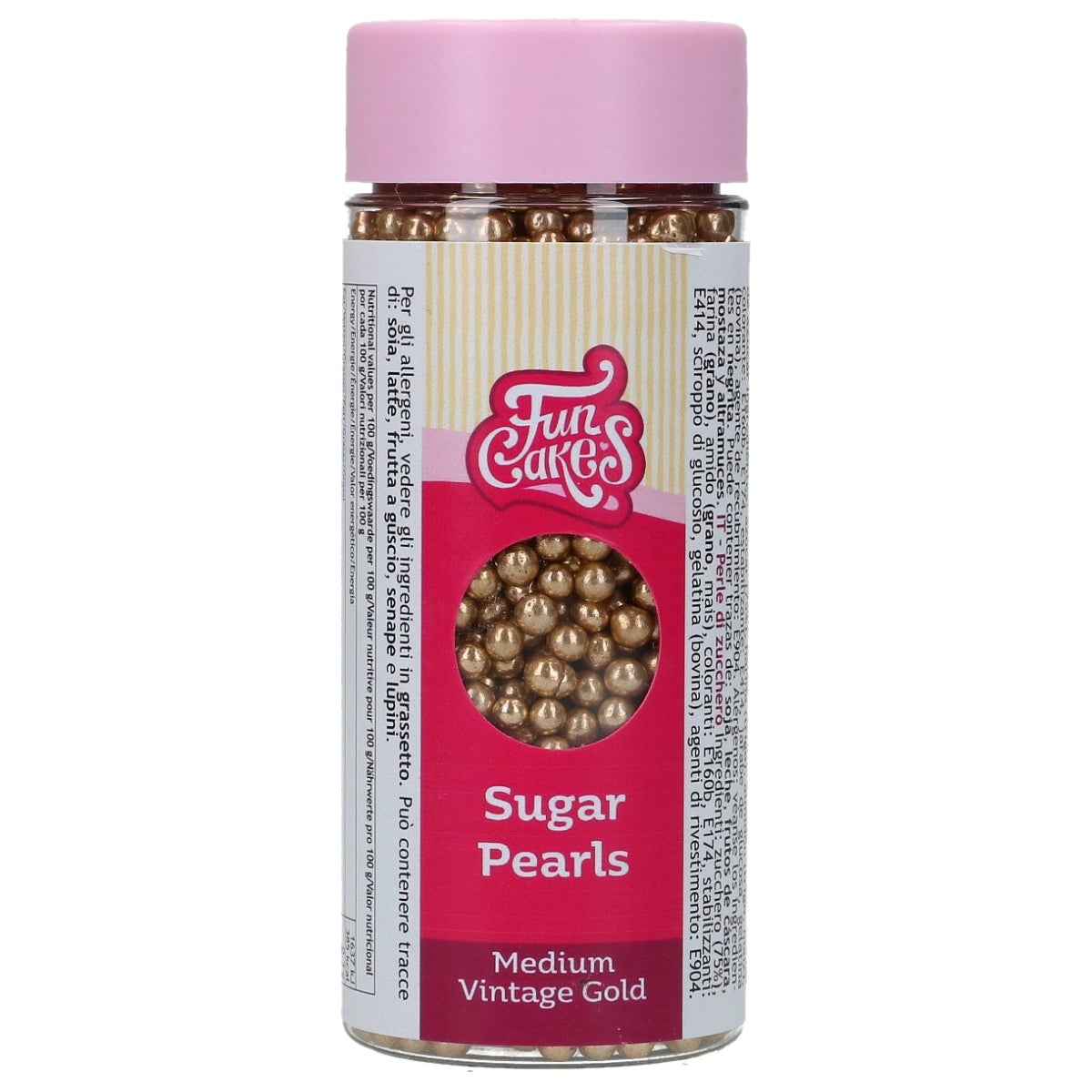FunCakes Sugar Pearls Medium Or Vintage 80g
