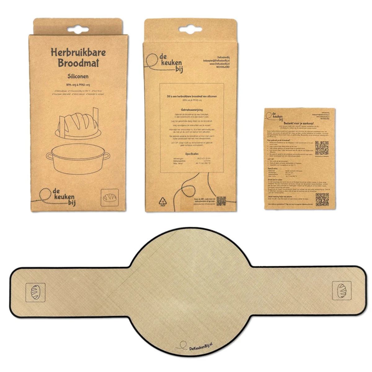 De KeukenBij Papier Cuisson Réutilisable en Silicone pour Pain 56x21cm
