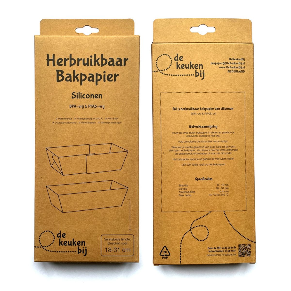 De KeukenBij Papier Cuisson Réutilisable en Silicone Moule à Cake 18 à 31cm