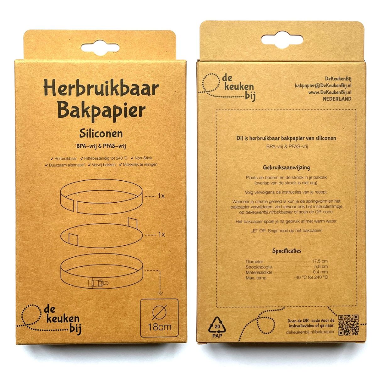 De KeukenBij Papier Cuisson Réutilisable en Silicone Rond Ø18cm