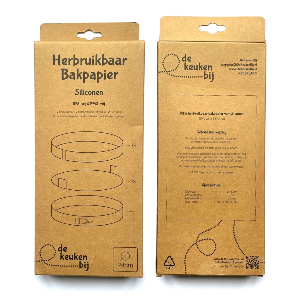 De KeukenBij Papier Cuisson Réutilisable en Silicone Rond Ø24cm