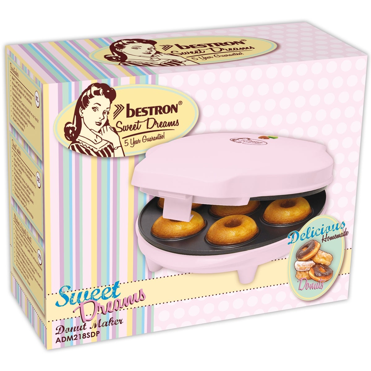Bestron Machine à beignets rose