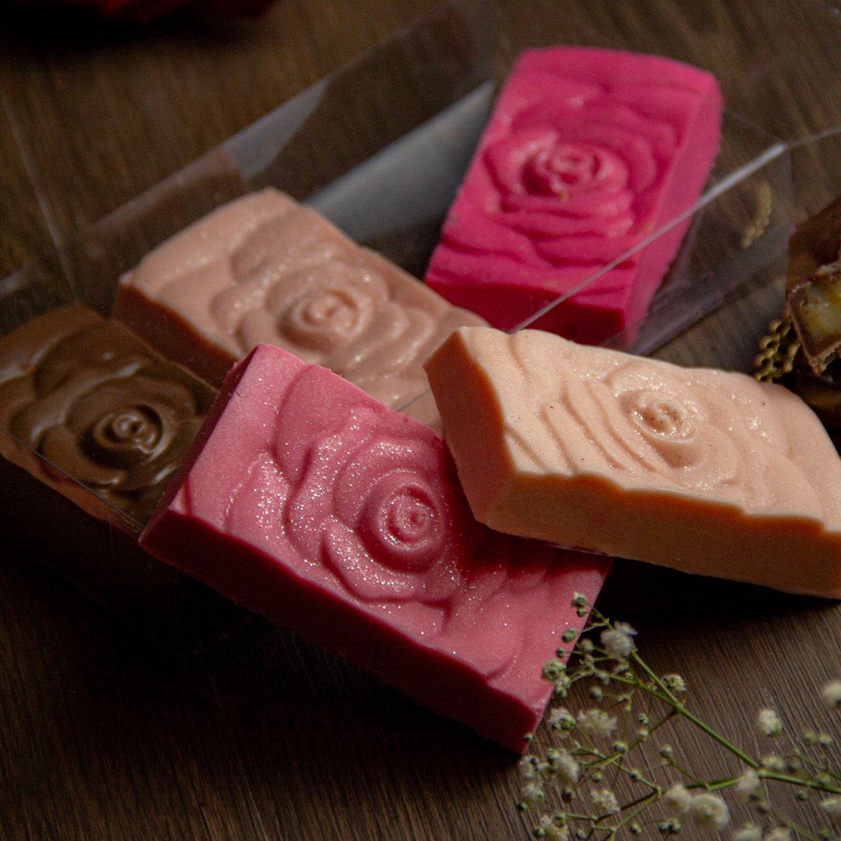 BWB Chocolate Mould 3 pièces Mini Barre Choco Motif Rose