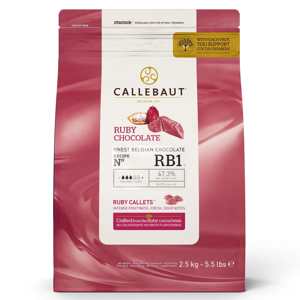 Callebaut Galets de chocolat - Rubis - 2,5 kg