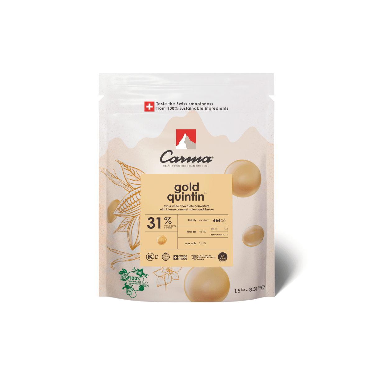 Carma Gouttes de Chocolat 1,5 kg - Gold Quintin 31%