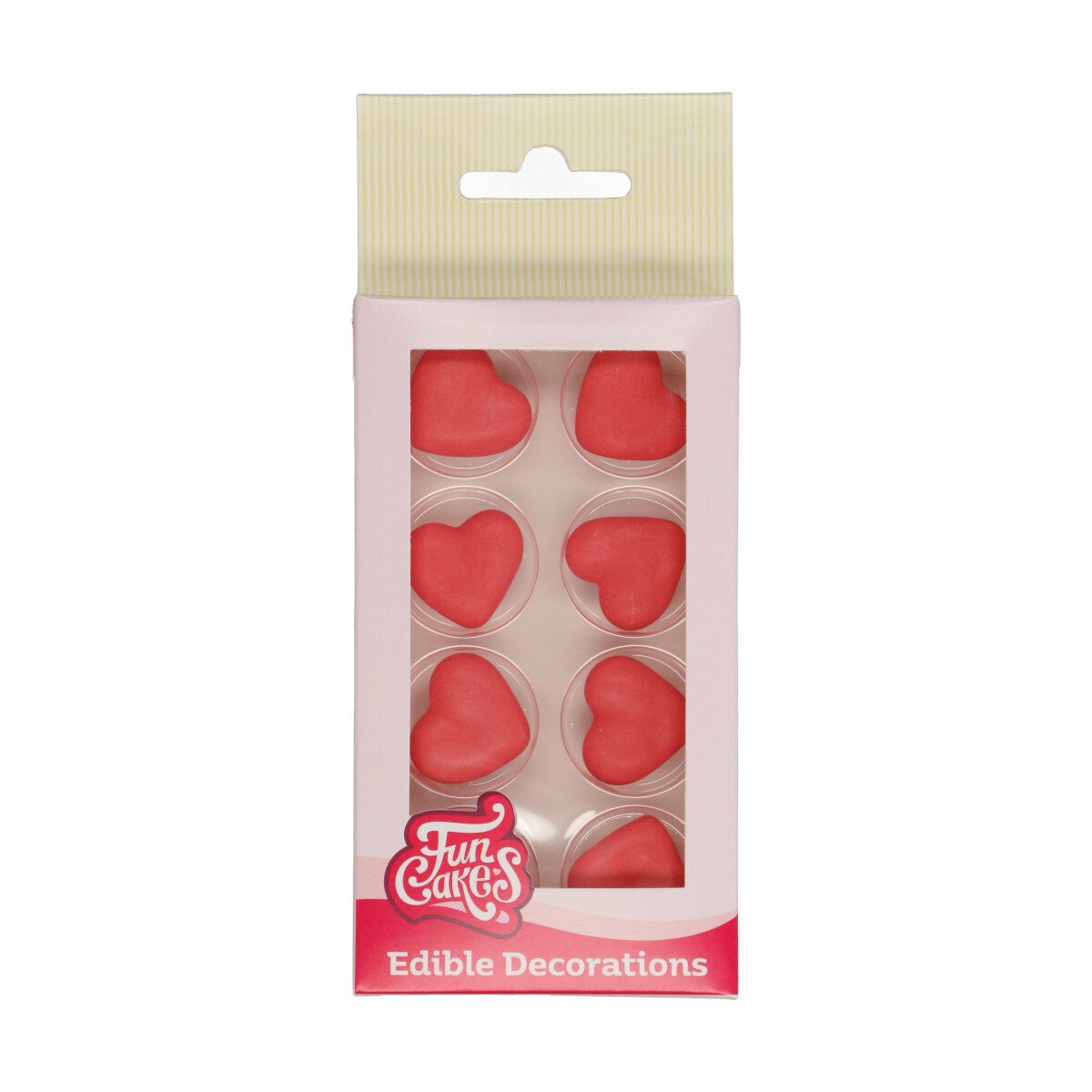 FunCakes Décors en Sucre Cœur rouge Set/8