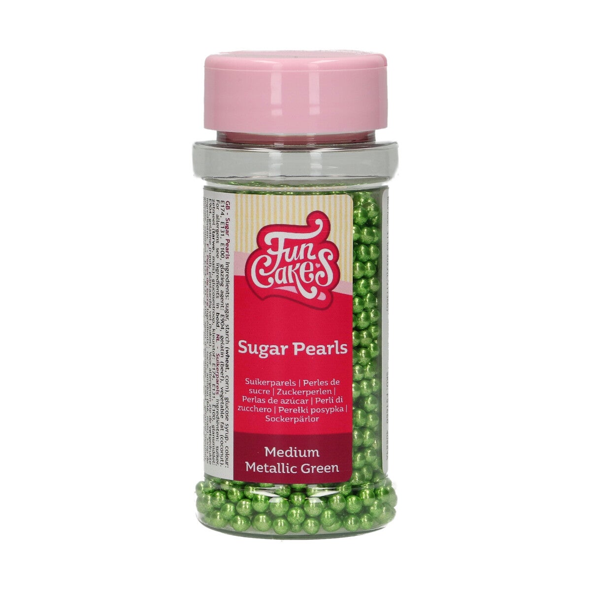 FunCakes Perles en Sucre Moyennes Vert Métallique 80 g