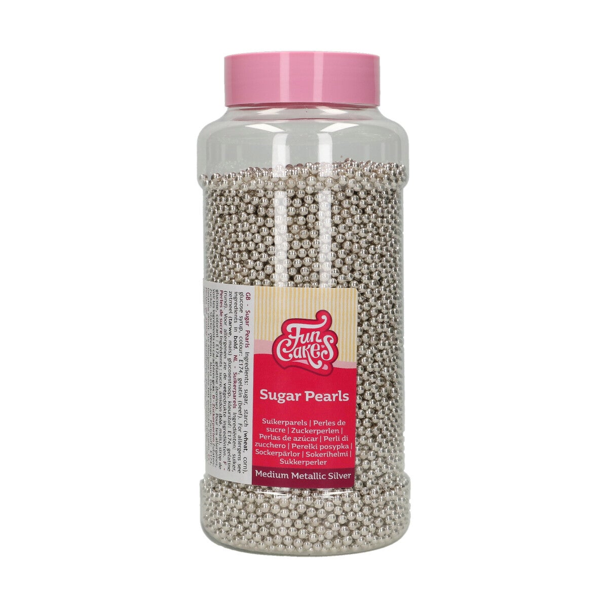 FunCakes Perles en Sucre 4mm-Argent Métallique- 800g